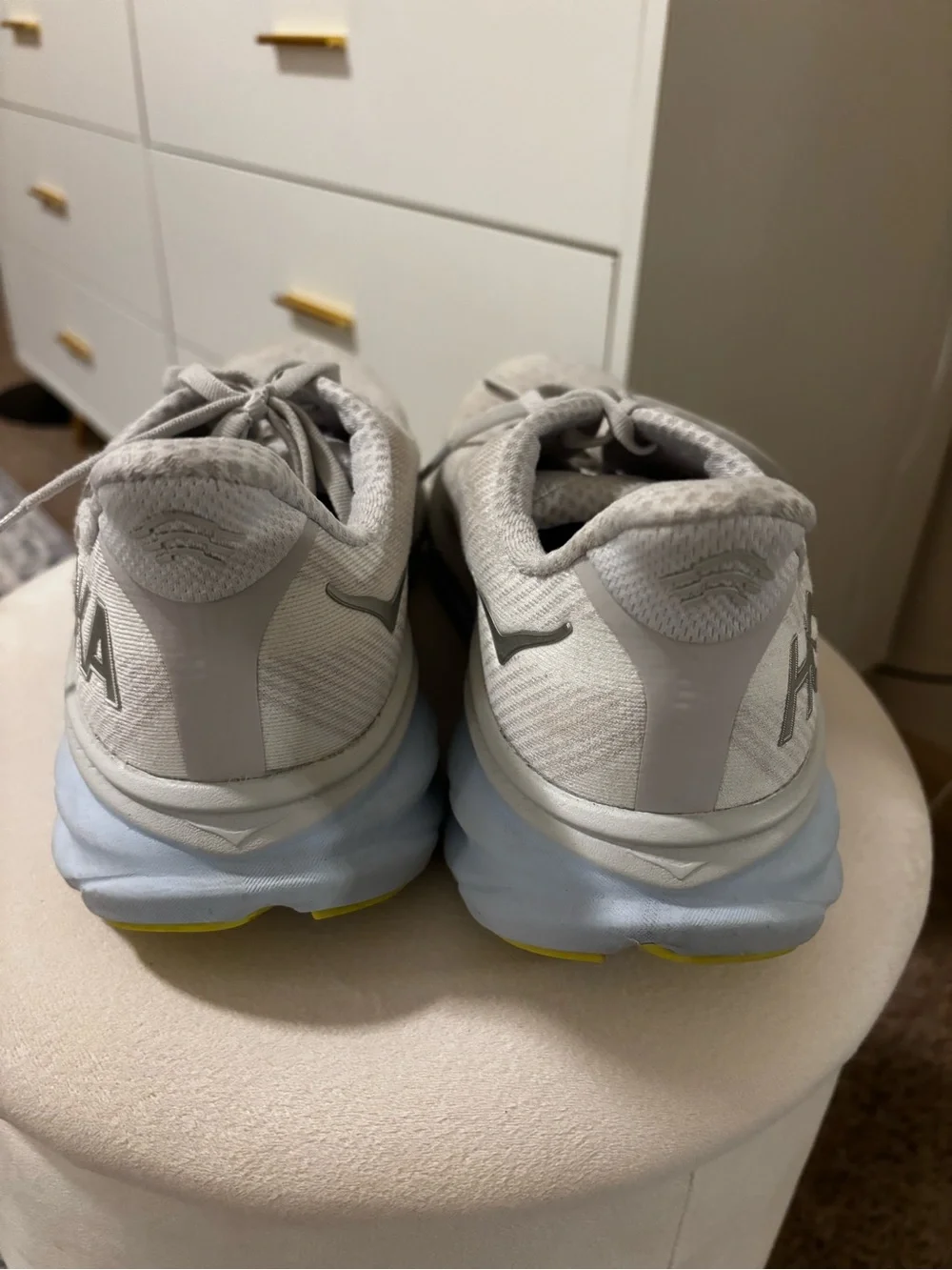 Hoka One One Light Gray and Pale Blue Women's Running Shoes
